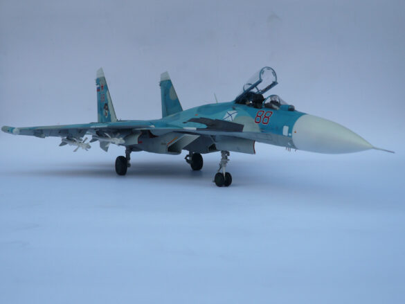Sukhoi Su-33 scale model three tone blue camouflage painting
