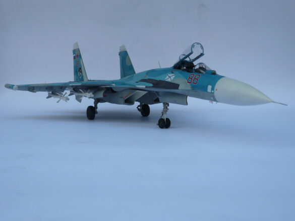 Sukhoi Su-33 scale model three tone blue camouflage painting