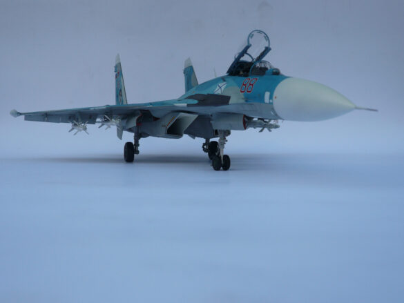 Sukhoi Su-33 scale model three tone blue camouflage painting