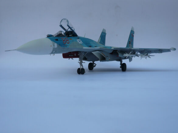 Sukhoi Su-33 scale model three tone blue camouflage painting