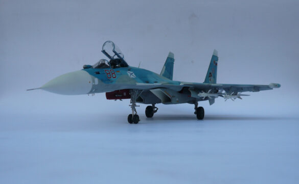 Sukhoi Su-33 scale model three tone blue camouflage painting