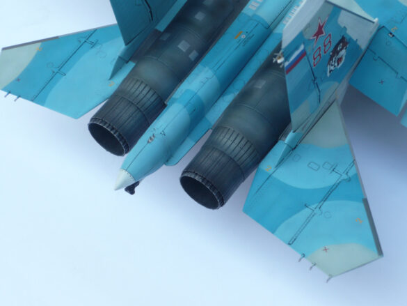 Sukhoi Su-33 scale model three tone blue camouflage painting