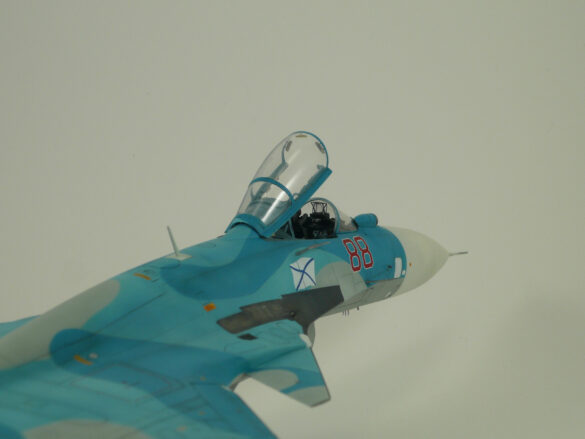 Sukhoi Su-33 scale model three tone blue camouflage painting