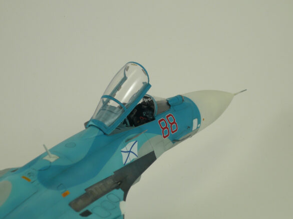 Sukhoi Su-33 scale model three tone blue camouflage painting