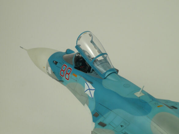 Sukhoi Su-33 scale model three tone blue camouflage painting
