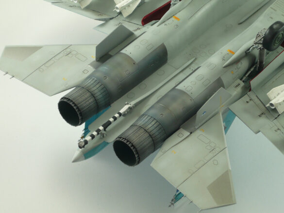 Sukhoi Su-33 scale model three tone blue camouflage painting