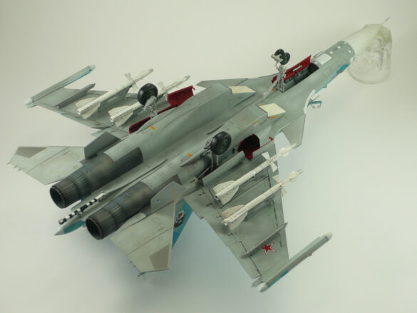 Sukhoi Su-33 scale model three tone blue camouflage painting