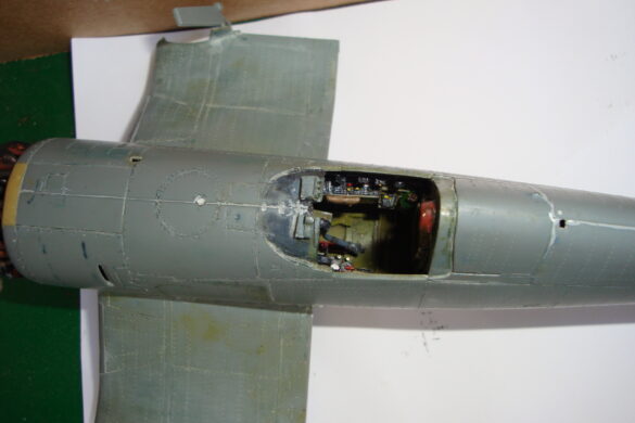 XF4U-3B Corsair turbocharger installation scratch built on Tamiya 1/48 Corsair model showing exhaust ducting and turbo housing