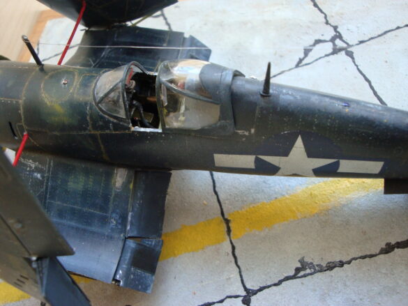 XF4U-3B Corsair turbocharger installation scratch built on Tamiya 1/48 Corsair model showing exhaust ducting and turbo housing