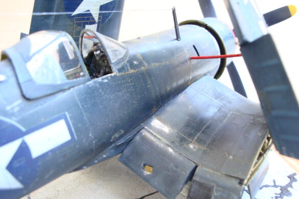 XF4U-3B Corsair turbocharger installation scratch built on Tamiya 1/48 Corsair model showing exhaust ducting and turbo housing