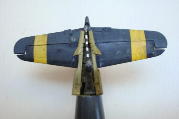 XF4U-3B Corsair turbocharger installation scratch built on Tamiya 1/48 Corsair model showing exhaust ducting and turbo housing