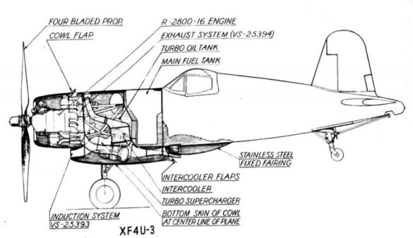 XF4U-3B Corsair prototype BuNo 49664 high altitude turbocharged fighter 1/48 scale model