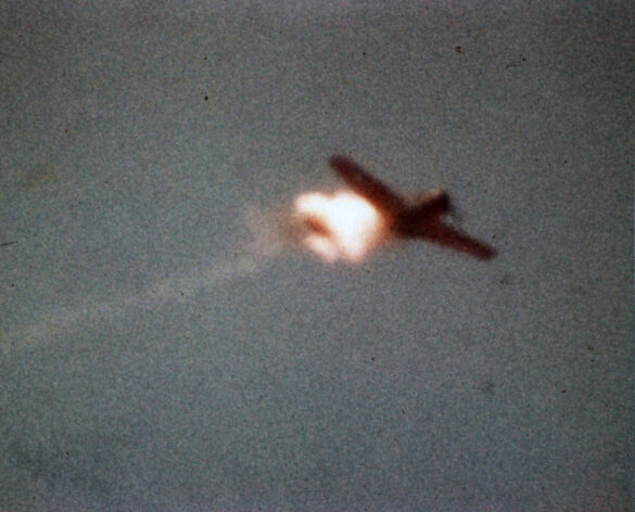 F6F-5K Hellcat drone painted in bright red high visibility scheme used as target aircraft by the US Navy