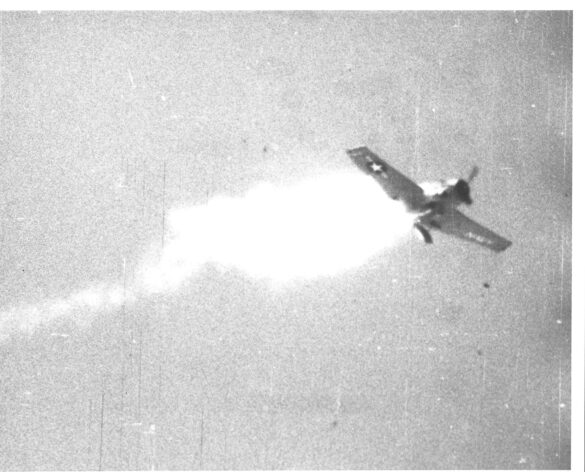 F6F-5K Hellcat drone painted in bright red high visibility scheme used as target aircraft by the US Navy