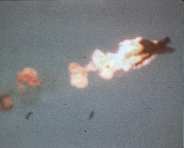 F6F-5K Hellcat drone painted in bright red high visibility scheme used as target aircraft by the US Navy