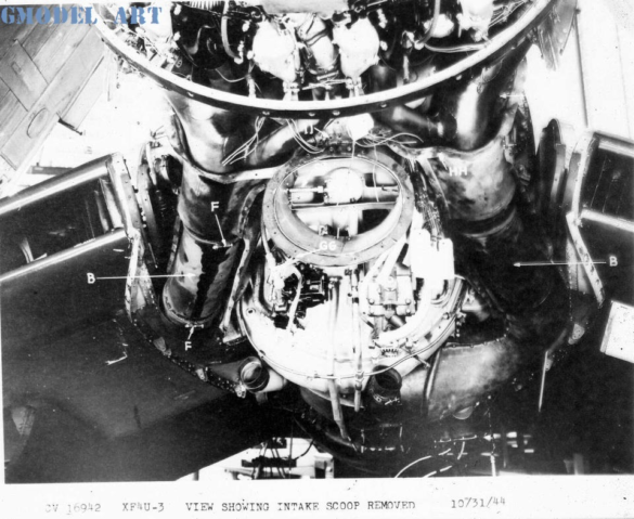 XF4U-3B Corsair prototype BuNo 49664 high altitude turbocharged fighter 1/48 scale model