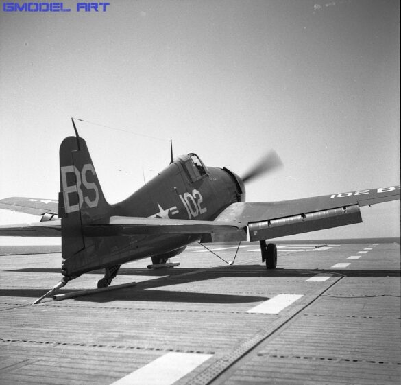 F6F-5K Hellcat drone painted in bright red high visibility scheme used as target aircraft by the US Navy