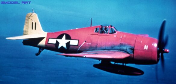 F6F-3K Hellcat drone painted in yellow orange high visibility colors during early testing phase