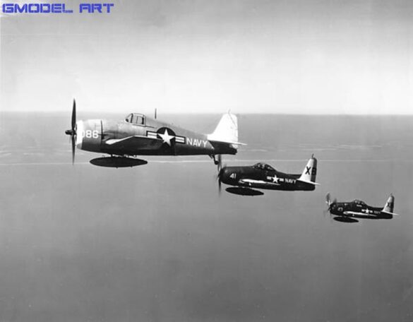 F6F-3K Hellcat drone painted in yellow orange high visibility colors during early testing phase