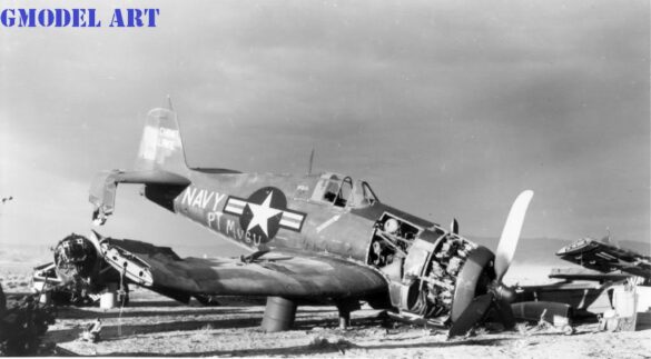 F6F-5K Hellcat drone painted in bright red high visibility scheme used as target aircraft by the US Navy