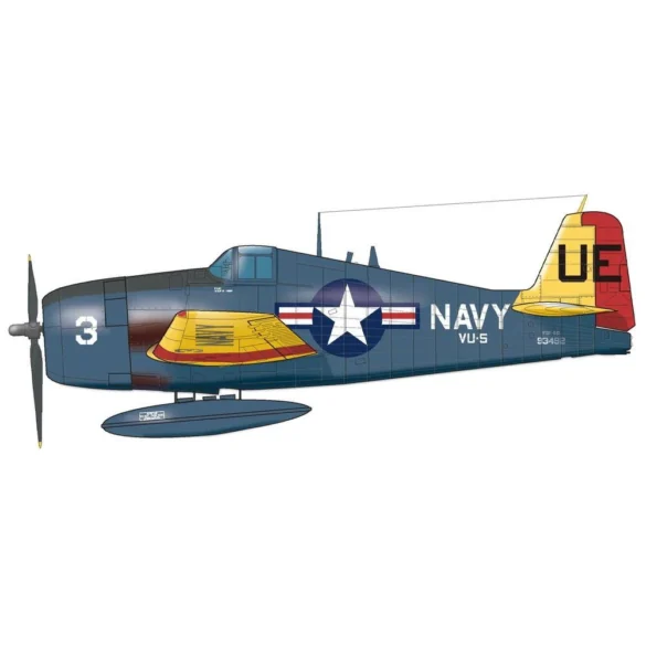F6F-5K Hellcat drone painted in bright red high visibility scheme used as target aircraft by the US Navy