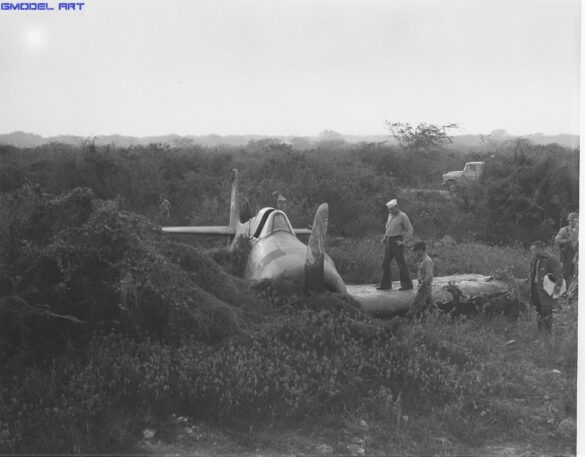 F6F-5K Hellcat drone painted in bright red high visibility scheme used as target aircraft by the US Navy