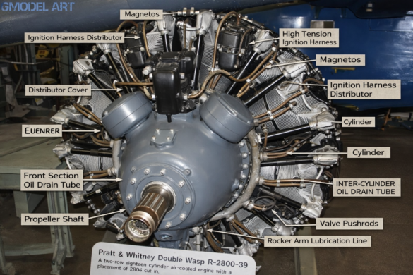 Εγγύς όψη του κινητήρα Double Wasp R-2800-39 Εγγύς όψη του κινητήρα Double Wasp R 2800 39 1
