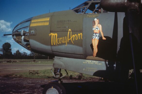 B-26 Marauder WWII bomber olive drab neutral gray camouflage in flight medium bomber USAAF