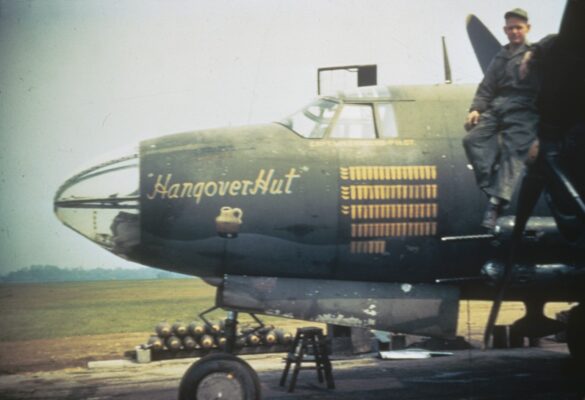B-26 Marauder WWII bomber olive drab neutral gray camouflage in flight medium bomber USAAF