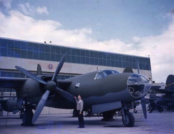 B-26 Marauder WWII bomber olive drab neutral gray camouflage in flight medium bomber USAAF