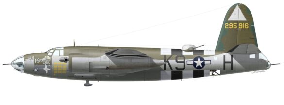 B-26 Marauder WWII bomber olive drab neutral gray camouflage in flight medium bomber USAAF