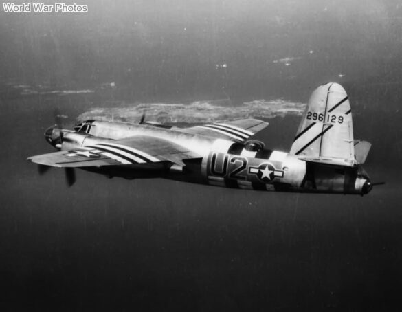 B-26 Marauder WWII bomber olive drab neutral gray camouflage in flight medium bomber USAAF