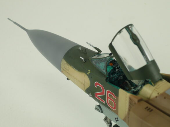 MiG-23ML Red 26 Scale Model Build Guide – Painting, Weathering and Camouflage Techniques Close-up of MiG-23ML weathering and panel line effects