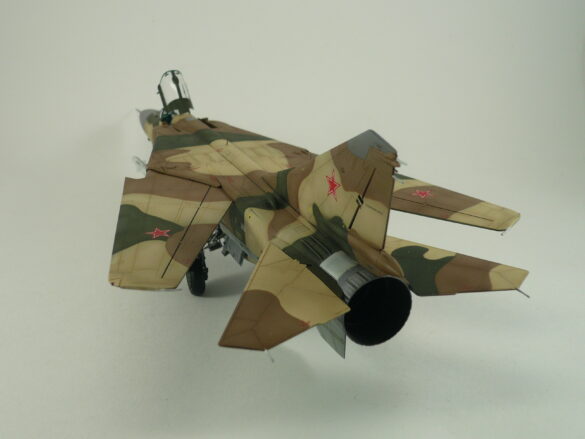 MiG-23ML Red 26 Scale Model Build Guide – Painting, Weathering and Camouflage Techniques MiG-23ML model during camouflage painting process with preshading