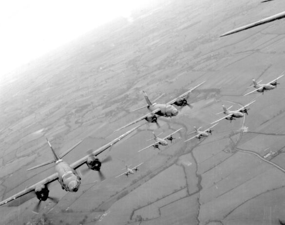 B-26 Marauder WWII bomber olive drab neutral gray camouflage in flight medium bomber USAAF