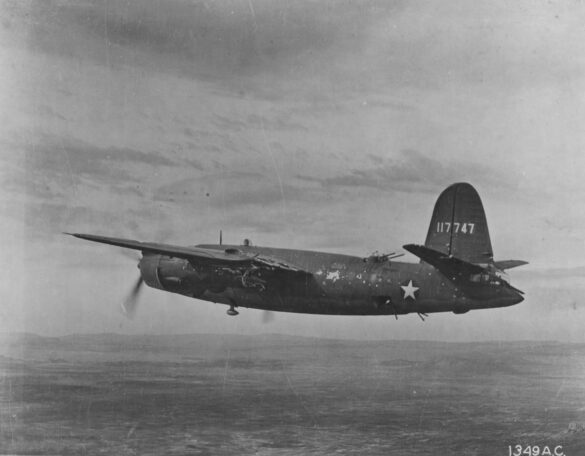 B-26 Marauder WWII bomber olive drab neutral gray camouflage in flight medium bomber USAAF