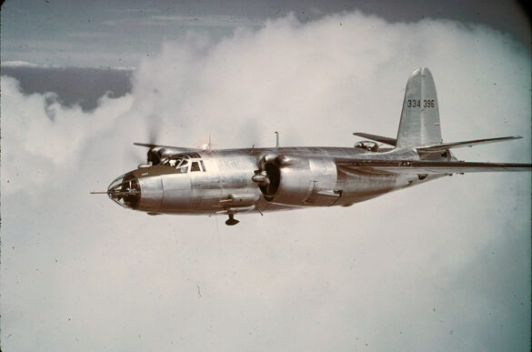 B-26 Marauder WWII bomber olive drab neutral gray camouflage in flight medium bomber USAAF