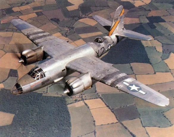 B-26 Marauder WWII bomber olive drab neutral gray camouflage in flight medium bomber USAAF