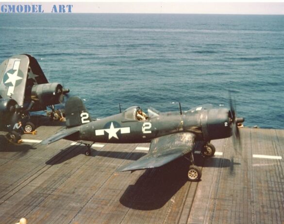 Vought F4U-4 Corsair in overall Glossy Sea Blue ANA 623 during Pacific operations 1945