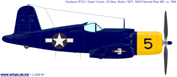 F4U-1 WM prototype number 5 yellow cowling test aircraft