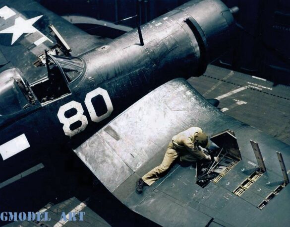 Vought F4U-1D Corsair wearing late-war U.S. Navy Glossy Sea Blue ANA 623 camouflage