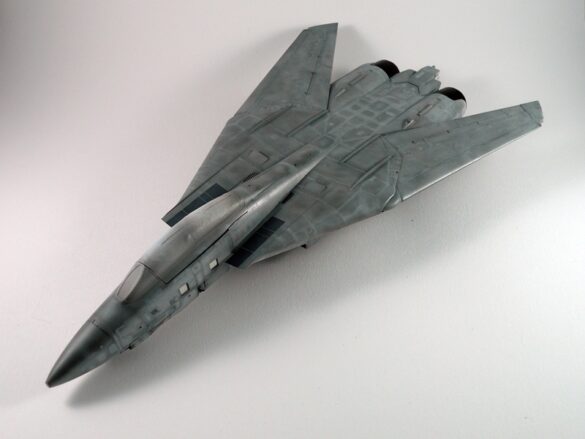 F-14A Tomcat VF-84 Jolly Rogers build 1/48 Scale model aircraft preshading technique on F-14A Tomcat using black base layer