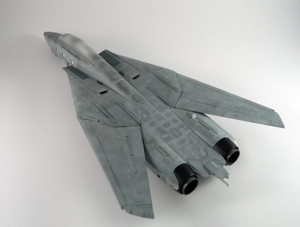 F-14A Tomcat VF-84 Jolly Rogers build 1/48 Scale model aircraft preshading technique on F-14A Tomcat using black base layer