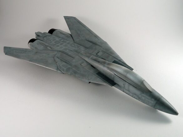 F-14A Tomcat VF-84 Jolly Rogers build 1/48 HobbyBoss F-14A Tomcat upper surface camouflage painting using multi-tone grey shades