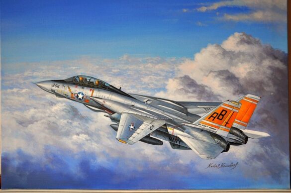 F-14A Tomcat VF-84 Jolly Rogers build 1/48 Detailed 1/48 F-14A Tomcat model aircraft displaying US Navy fleet defender configuration