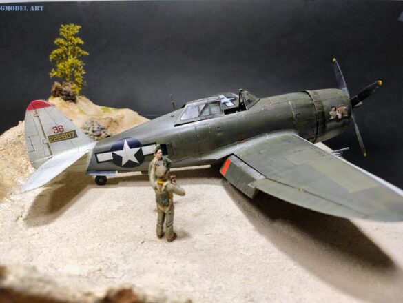 WWII Pacific diorama with Tamiya P-47 Thunderbolt model