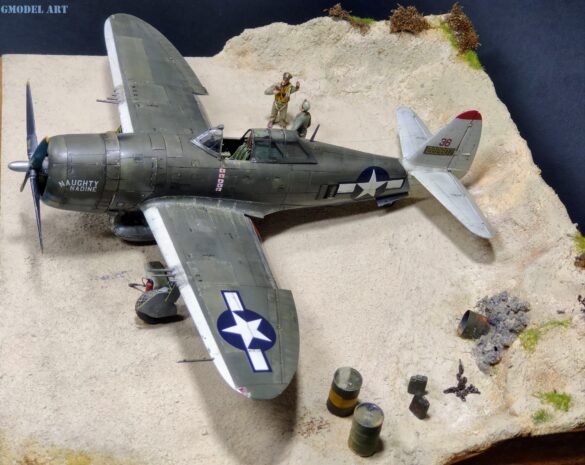 WWII Pacific diorama with Tamiya P-47 Thunderbolt model