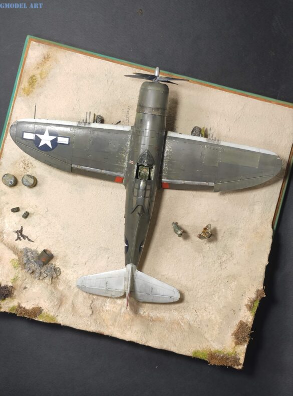 WWII Pacific diorama with Tamiya P-47 Thunderbolt model