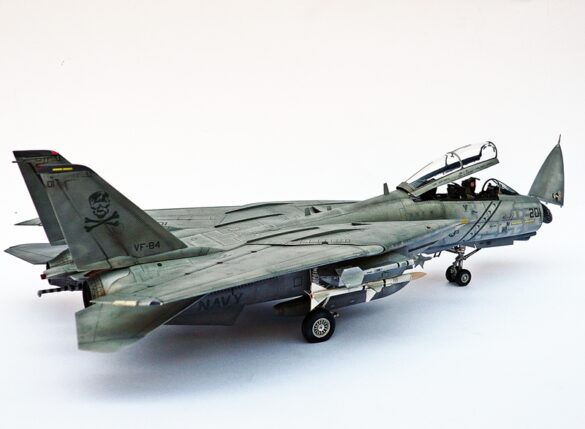 F-14A Tomcat VF-84 Jolly Rogers build 1/48 Scale model aircraft panel line wash and streaking effects on F-14A Tomcat VF-84