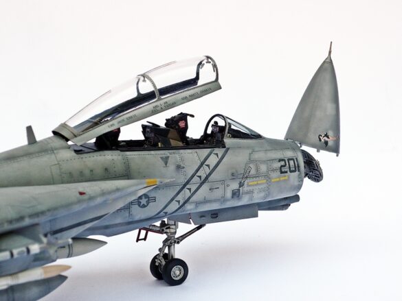 F-14A Tomcat VF-84 Jolly Rogers build 1/48 Scale model aircraft panel line wash and streaking effects on F-14A Tomcat VF-84
